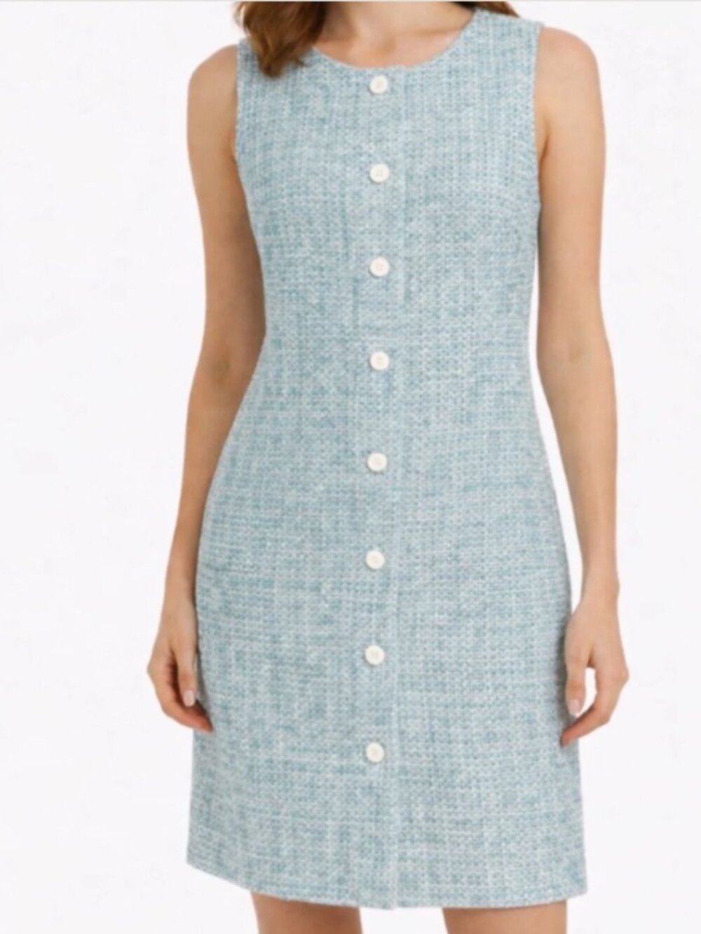 NWT J. Crew Sleeveless Tweed Sheath Parc Dress Mint Green Size 4